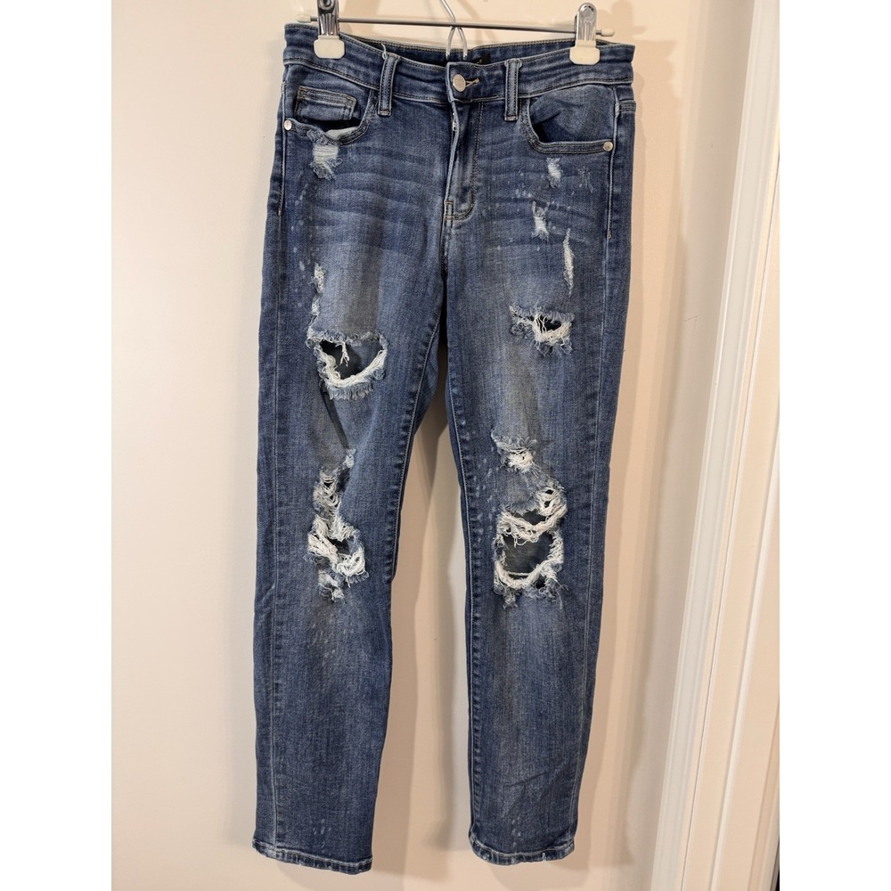 Judy Blue Mid Rise Distressed Splatter Jeans Size 5/27 JB82363MD